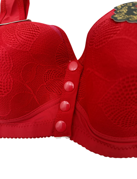 Convenient Button and Front Open Bra With Soft Cup